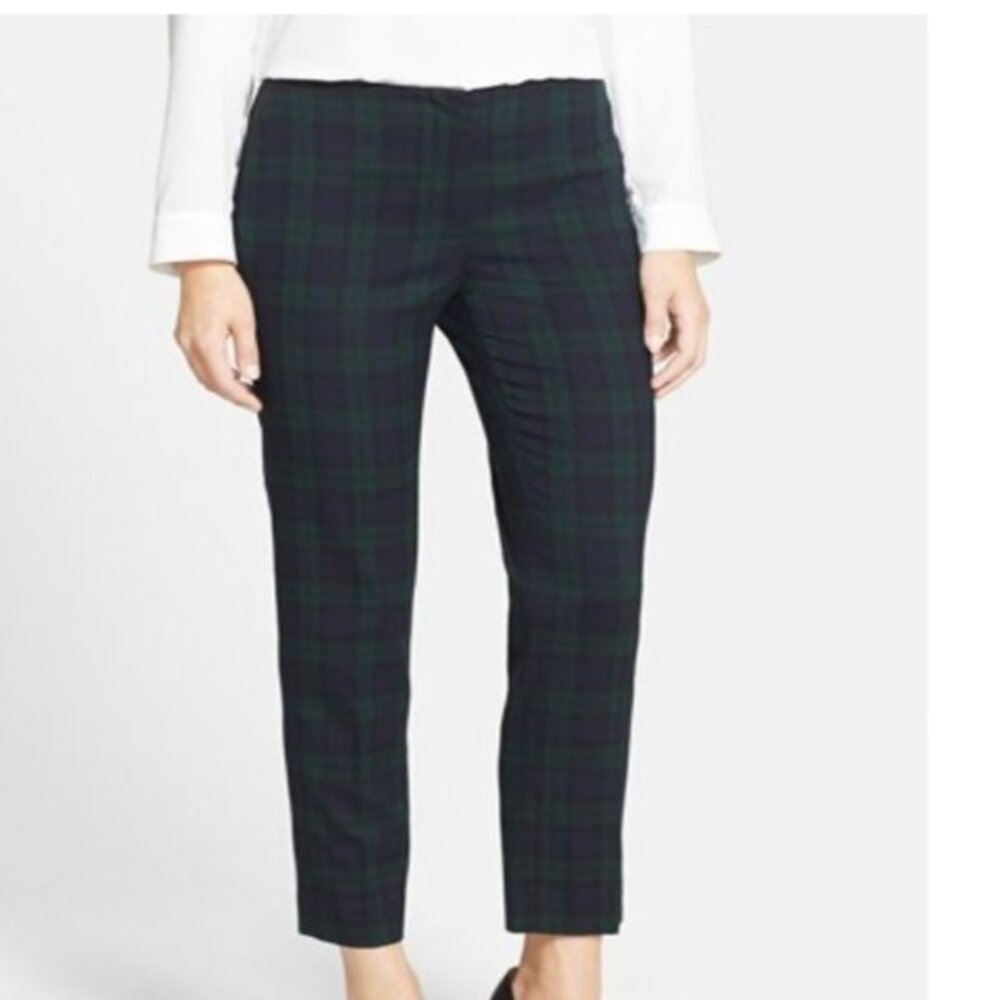 New Anne Klein Navy Green Plaid Pants Women's Size XL‎ Trousers Pull On NWT